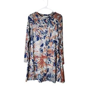 Aryeh Mini‎ Sweater Dress Size Small Gray Floral Long Sleeve